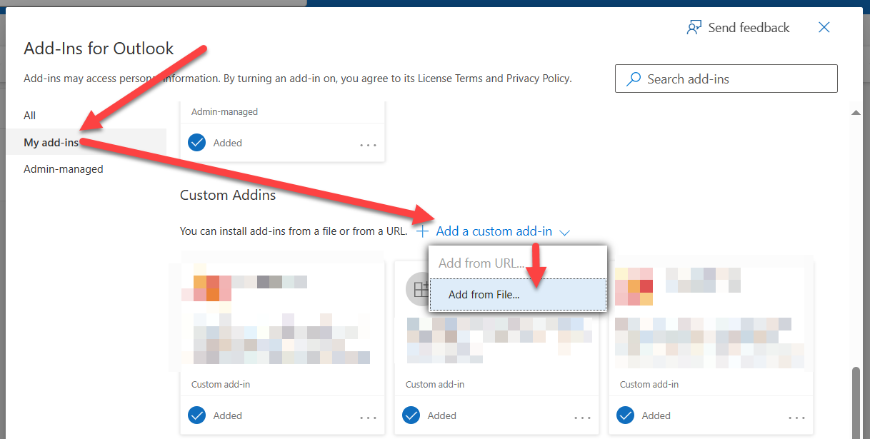 Add-Ins for Outlook Dialog