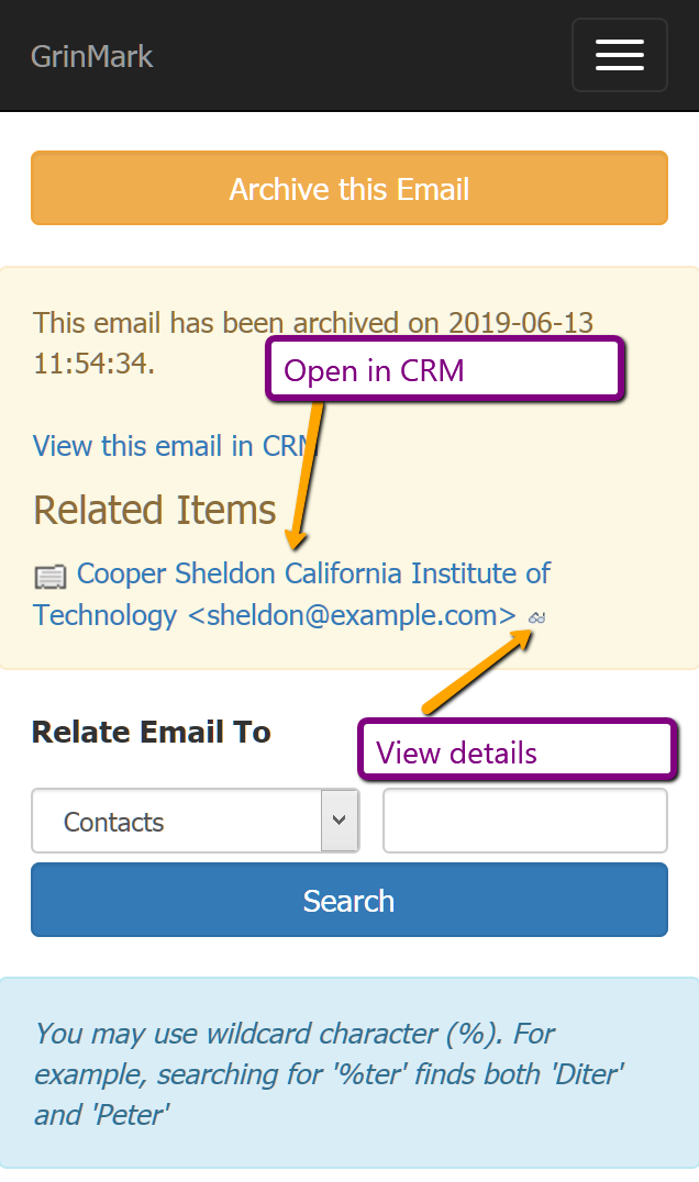 Outlook archive email to SugarCRM complete