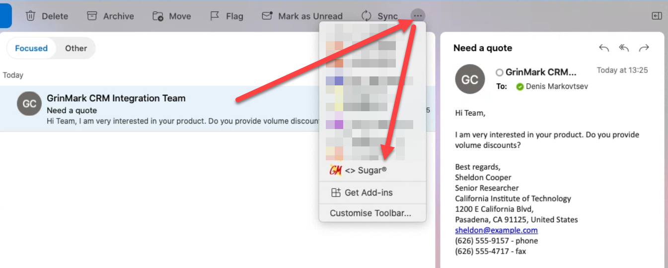 Sugar and Outlook Email Integration